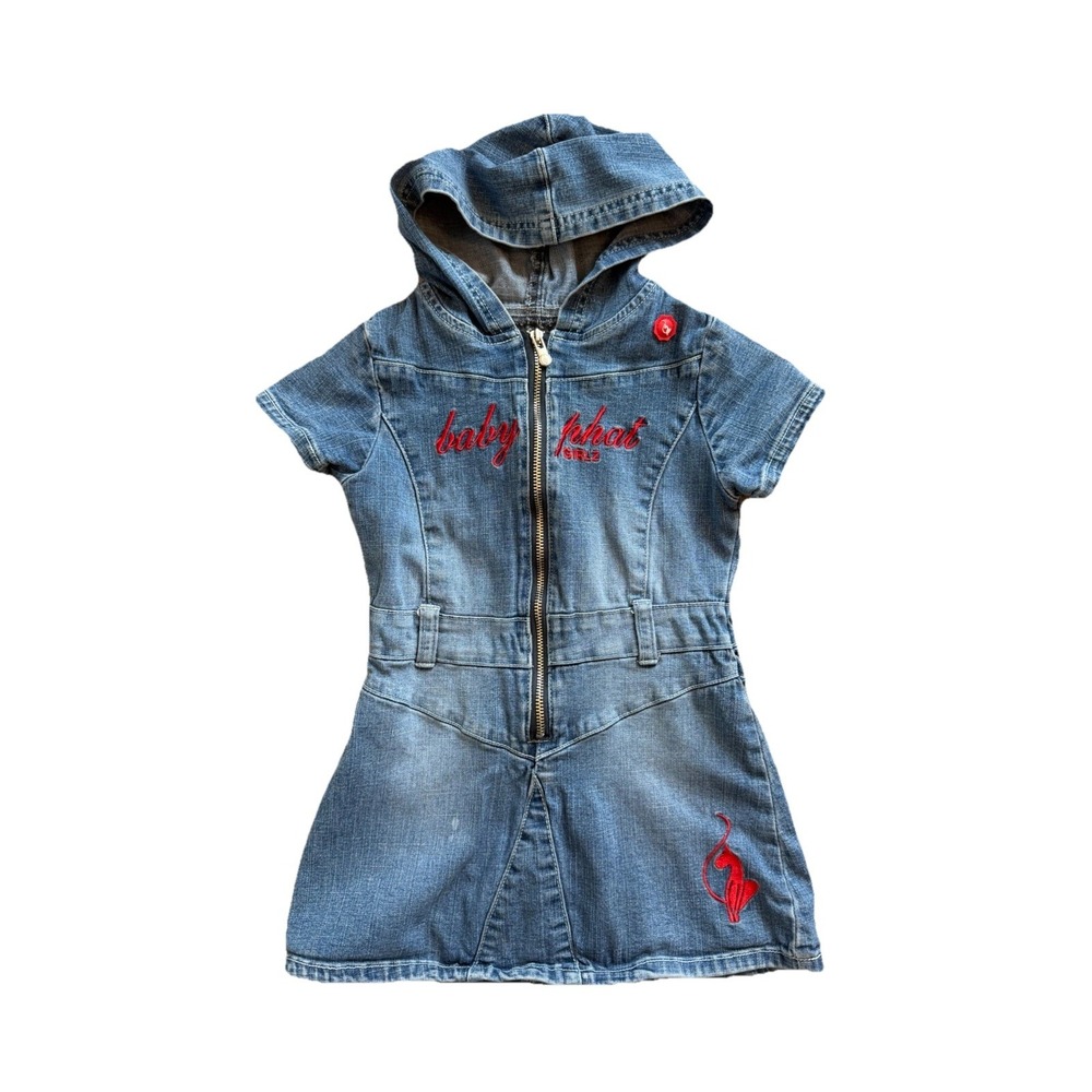 Y2K Baby Phat Denim Zipper Vintage Dress Girls Size 5/6